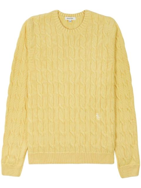 logo-embroidered cable-knit jumper