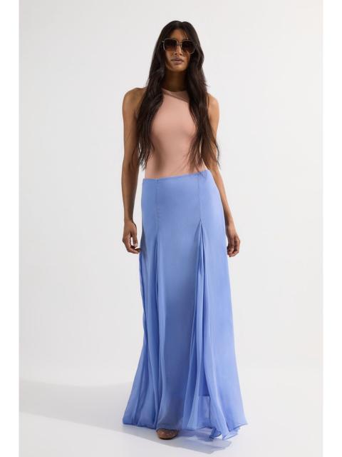 Crinkle Georgette Godet Woven Maxi Skirt