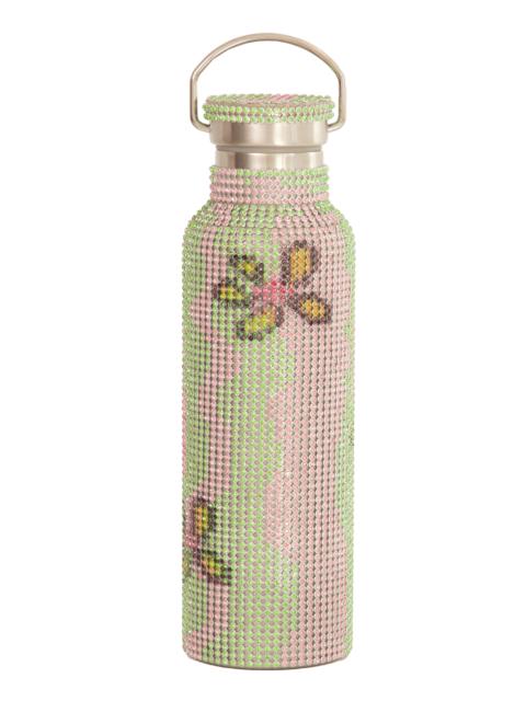 LIME WAVY FLOWER RHINESTONE WATER BOTTLE