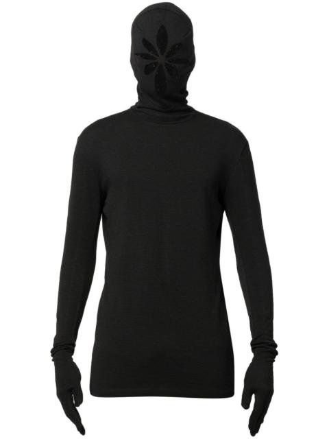 cut-out mask gloved sweatshirt