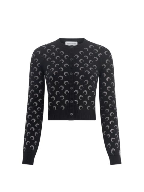 Moon Rhinestoned Knit Fitted Cardigan