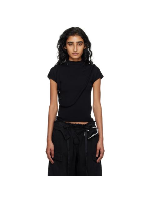 Black Deconstructed Knit T-shirt