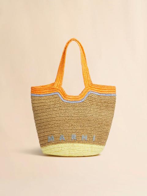 ORANGE AND YELLOW PAPER RAFFIA SEASIDE HOBO BAG
