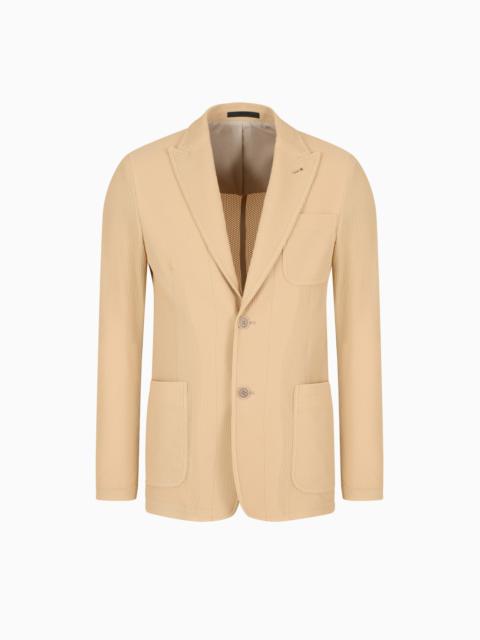 SINGLE-BREASTED JACKET IN TECHNICAL WAFFLE FABRIC