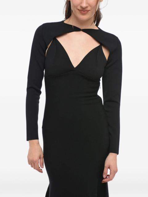detachable-sleeves midi dress