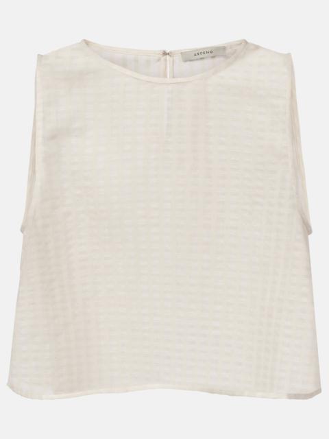Kobe checked cotton and linen crop top