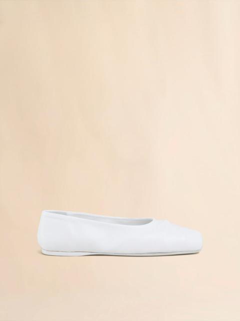 WHITE NAPPA LEATHER SEAMLESS LITTLE BOW BALLET FLAT