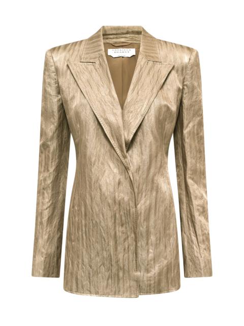 Mairi Blazer in Gunmetal Metallic Crinkled Silk