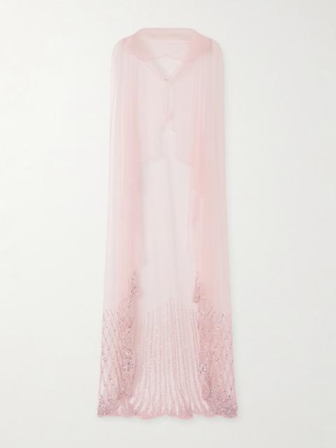 Moonray Scalloped Embellished Tulle Cape