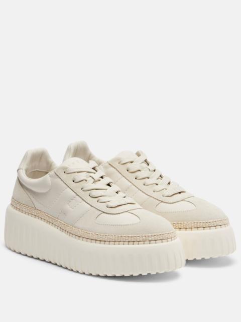 H710 H-Stripes leather and suede platform sneakers