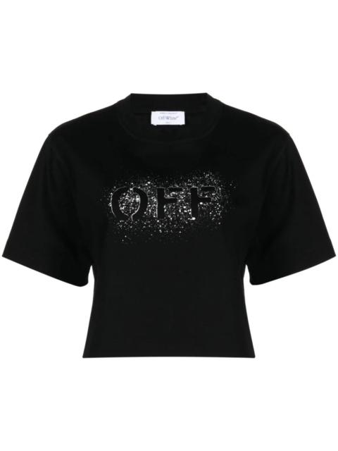 OFF-WHITE WOMEN OFF Stencil Crop T-Shirt Black/White