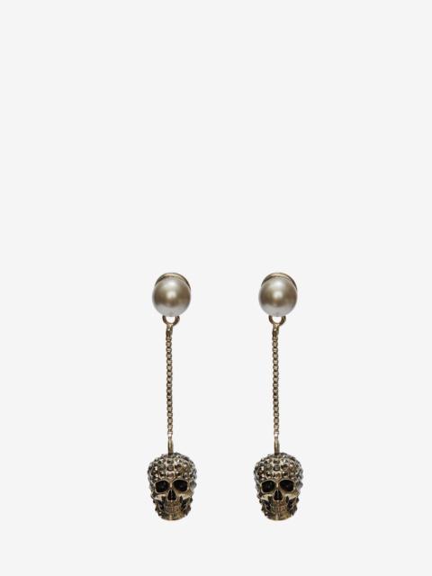 Pave Skull Chain Earrings