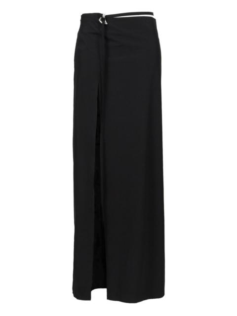 wrap-front split skirt