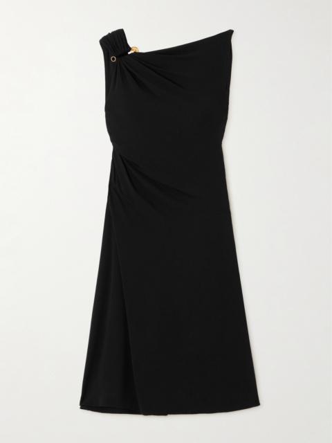 Embellished Draped Crepe-jersey Mini Dress