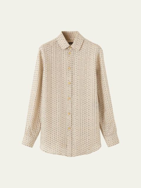 Thea Penny Silk Button-Down Shirt