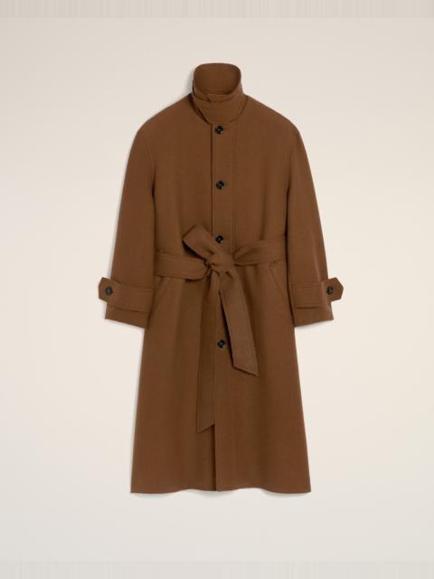 BROWN WOOL BELTED MAC