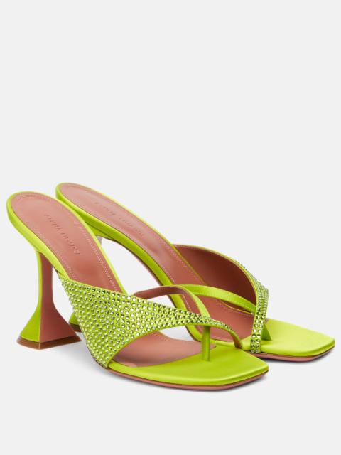 Shiona 95 crystal-embellished satin mules