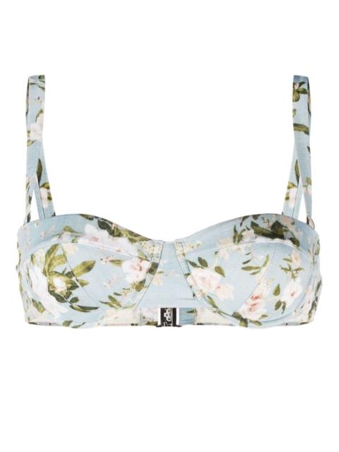floral-print bikini top