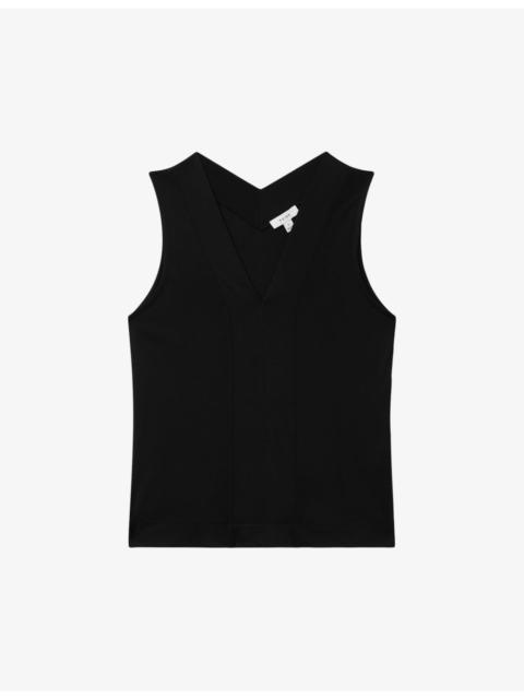 Mira V-neck sleeveless woven top