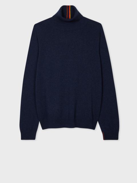 Navy Cashmere Roll Neck Sweater