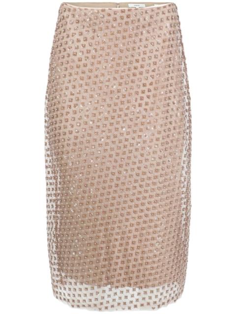 sequin-embellished double-layer straight skirt