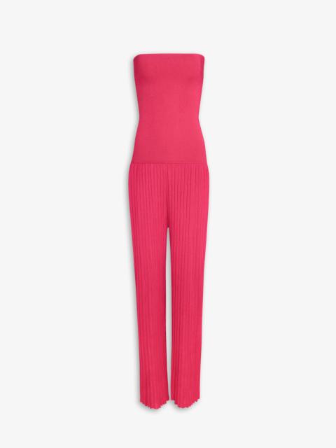 BUSTIER JUMPSUIT IN PLEATED KNIT