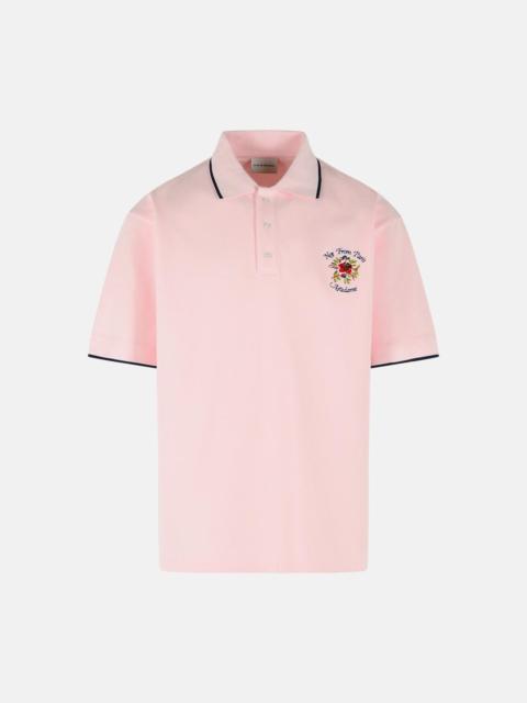 'SLOGAN ROSE' PINK COTTON POLO SHIRT