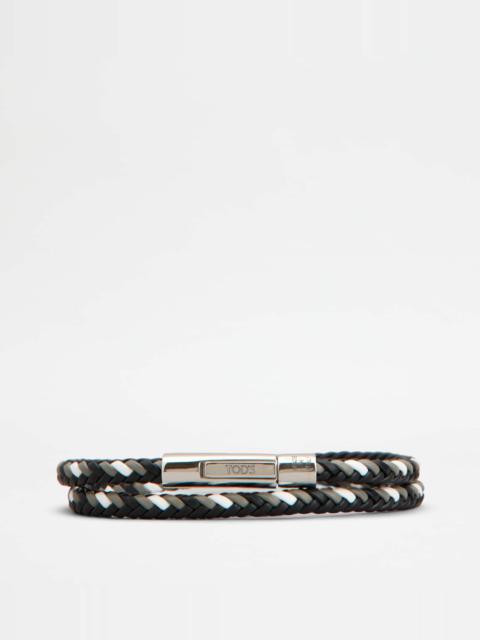 MYCOLORS BRACELET IN LEATHER - BLACK, GREY, WHITE