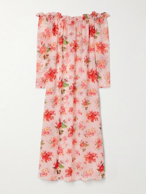 Dede Off-the-shoulder Ruffled Floral-print Crepe De Chine Maxi Dress