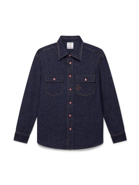 Monogram Long Sleeve Denim Shirt | Casablanca Paris