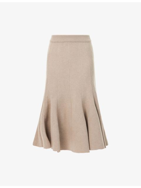 Flared High-Waist Cashmere-Blend Midi Skirt
