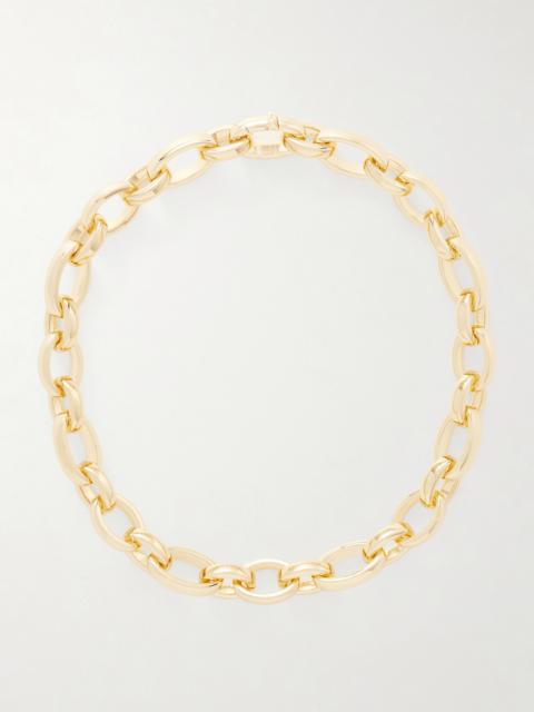 Puffy Gold-tone And Crystal Necklace