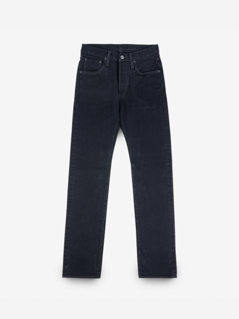 IH-666SBR-14OD 14OZ BROKEN TWILL SELVEDGE DENIM SLIM STRAIGHT CUT JEANS - INDIGO OVERYDED BLACK