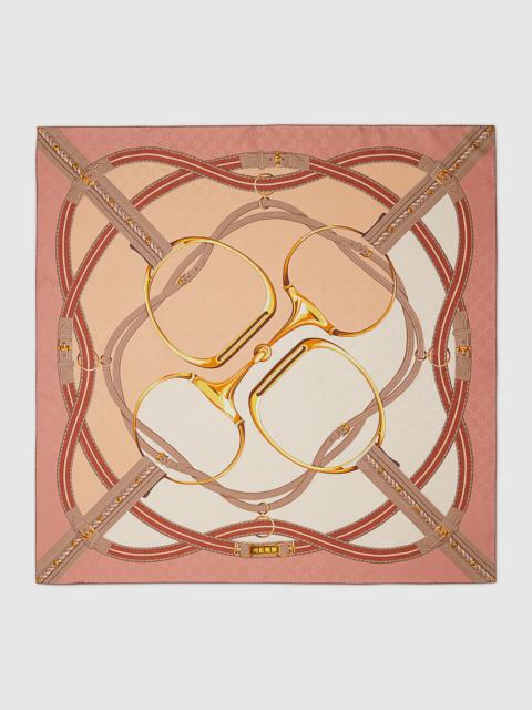 Gucci Horsebit print silk carré