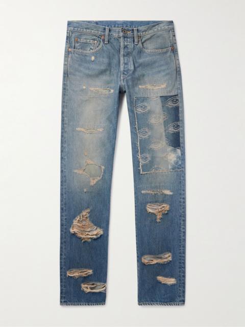 Monkey CISCO Speakeasy Slim-Fit Distressed Denim Jeans Blue