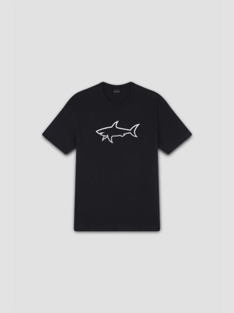 T-SHIRT IN COTTON JERSEY WITH REFLECTIVE SHARK PRINT