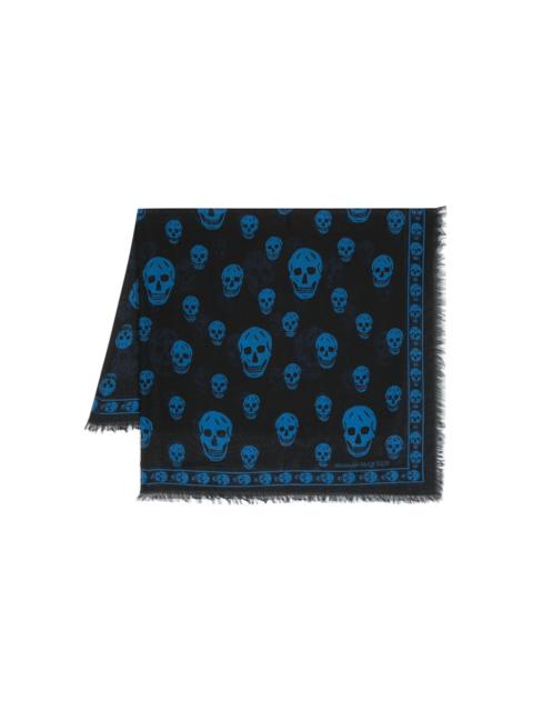 skull-print frayed scarf