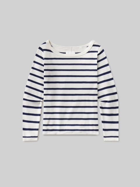 Boat Neck Slim Tee
In Azure Stripe