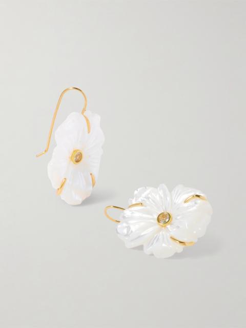 New Bloom Gold-plated, Mother-of-pearl And Topaz Earrings