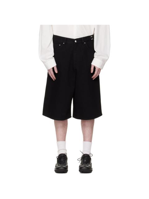 Black Fence Denim Shorts