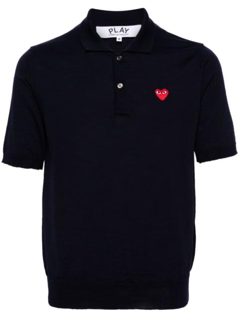 heart-patch wool polo shirt
