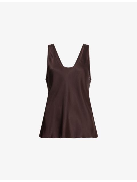 Lea Scoop-Neck Silk Top