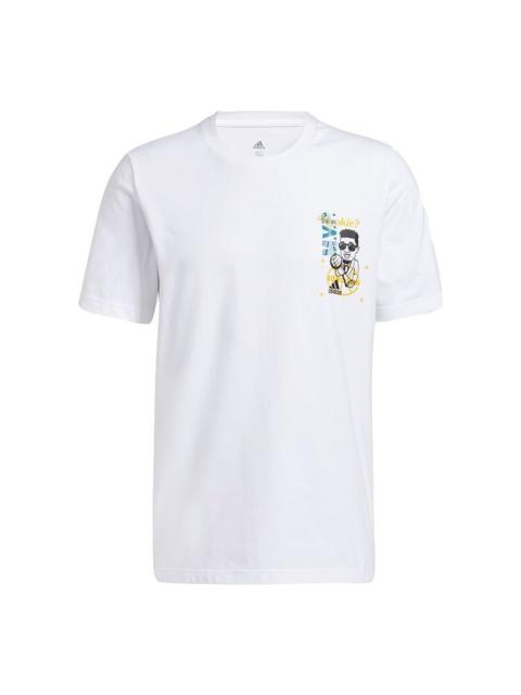 adidas Don Avt Rook Basketball Sports Printing Round Neck Short Sleeve White GP3438