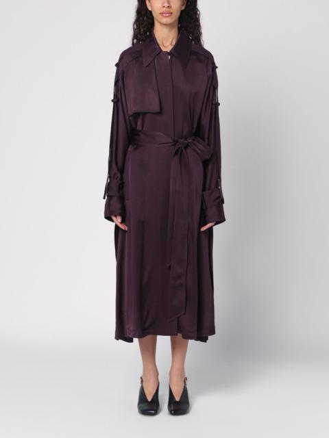 Eggplant colour single-breasted trench coat