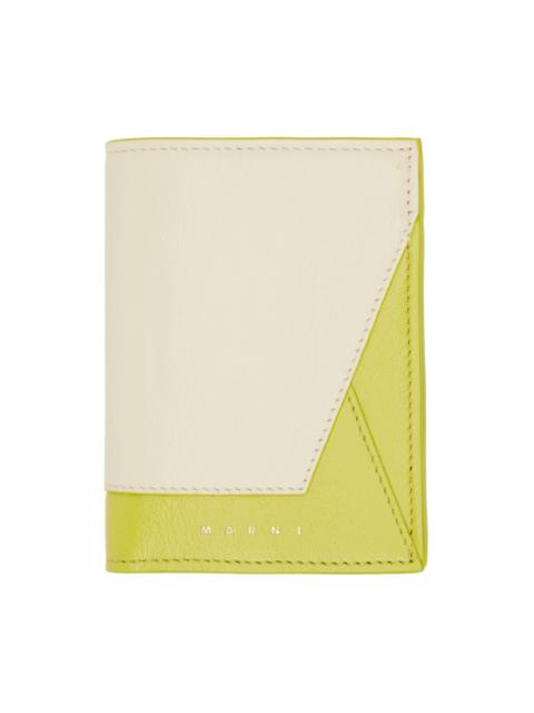 Off-White & Green Bifold Wallet