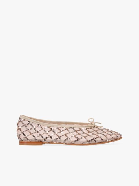 LILOUH RUBBER SOLE BALLET FLATS - MESH AND SEQUINS