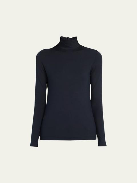 Silk-Cotton Jersey Turtleneck Top