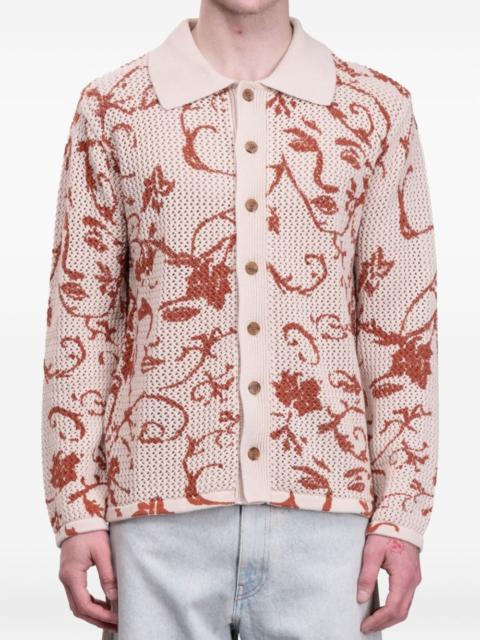 floral open knit cardigan