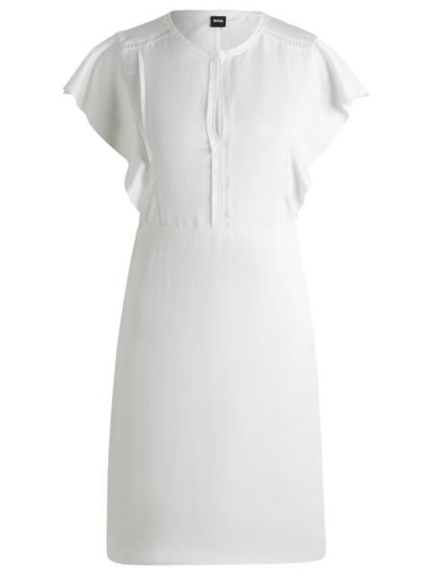 KEYHOLE-NECKLINE DRESS WITH FRILLED SLEEVES