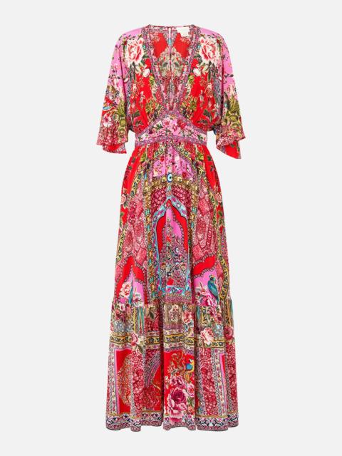 WAISTED DRESS WITH HEM RUFFLE